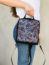 round waterproof cordura bohemian festival bag, convertible shoulder bag, vegan designer backpack