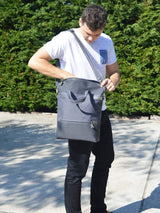 Grey Traveller Waterproof Backpack, Vegan Cross Body Bag | Aris Bags