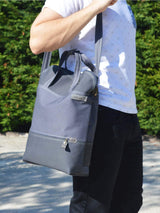 Grey Traveller Waterproof Backpack, Vegan Cross Body Bag | Aris Bags