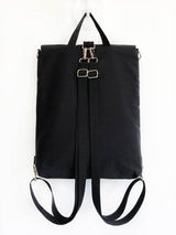 black cotton canvas womens tree leaves design backpack, handmade flap closing backpack, abstract travelling festival shoulder bag, convertible backpack