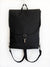 black vegan festival backpack with flap closing and nickel metal parts, womens black minimalist backpack for work