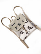 Beige Cat Backpack, Personalized Cross Body Bag - 1