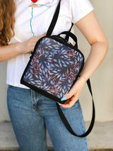 vegan designer backpack, womens waterproof shoulder bag, cordura zippered round festival bag