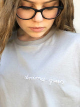 Custom Phrase embroidery t shirt gray unisex cozy t shirt stitching