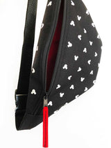 black waterproof mickey mouse sling bag, red zipper pull sling bag, dixsney fanny pack