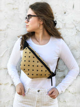 Mustard Brown Womens Fanny Pack, Waterproof Cordura Designer Fanny Pack for Women, Unisex Designer Sling Bag with Zipper Pocket - Aris Bags