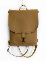 Mustard Brown Slim Designer Backpack, Waterproof Women's Flap Rucksack