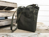 Forest Green Waxed Canvas Cross Body Bag | Aris Bags - Aris Bags