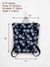 size chart of the Navy Blue PalmTree Backpack, Womens Slim rucksack, designer summer bag, Beach Backpack, printed design