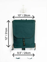 Teal Green Slim Designer Backpack, Waterproof Women's Flap Rucksack