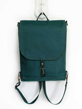 Teal Green Slim Designer Backpack, Waterproof Women's Flap Rucksack