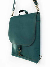 Teal Green Slim Designer Backpack, Waterproof Women's Flap Rucksack