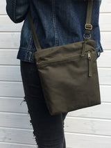 Forest Green Waxed Canvas Cross Body Bag | Aris Bags - Aris Bags