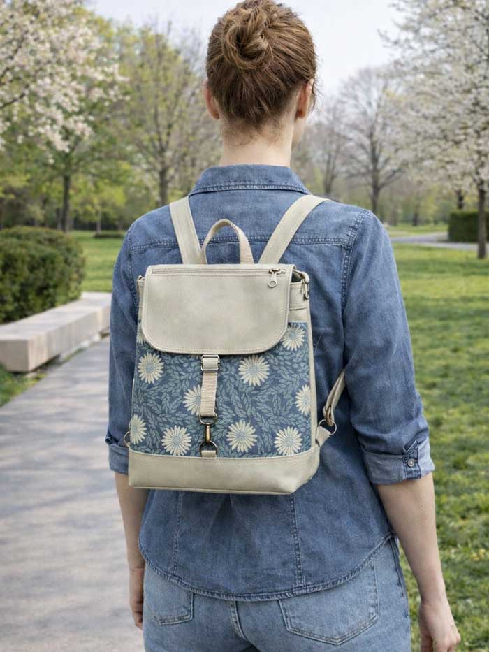 Daisy Vegan Leather Backpack – Custom Floral Backpack