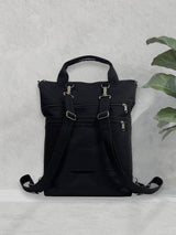 Black Messenger Tote Backpack with Luggage Sleeve