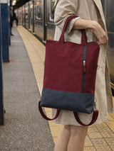 Two toned 3-in-1 Messenger Tote Backpack, Cross Body Bag