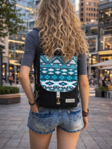Ethnic Turquoise Blue Vegan Backpack, Bohemian Cross Body Bag | Aris Bags