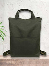 Forest Green Messenger Tote Backpack with Luggage Sleeve