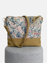 Women Vegan Leather Floral Crossbody Bag - Women Zippered Purse