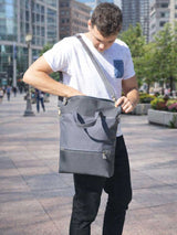 Grey Traveller Waterproof Backpack, Vegan Cross Body Bag | Aris Bags