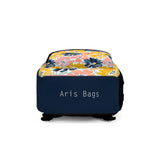 Customizable Navy Sunshine Backpack, Floral School Rucksack