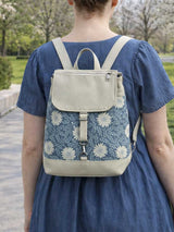 Custom Daisy Vegan Leather Backpack – Floral Backpack with Adjustable Colors & Sizes | Eco Friendly Bag