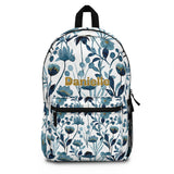 Personalized Blue Floral Backpack, Back to school Rucksack
