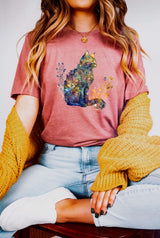 Unisex Cat Watercolor T-Shirt, Cat Mom Tee Shirt - Heather Mauve