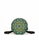 Green Black Mandala Circle Handmade Backpack Crossbody Bag for Women