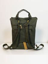 Forest Green Messenger Tote Backpack with Luggage Sleeve