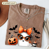 Mama Ghost Halloween Shirt, Girly Fall Ghost Shirt, Retro cure Halloween Ghost sunglasses and make up girl ghost Tee