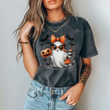 Mama Ghost Halloween Shirt, Girly Fall Ghost Shirt, Retro cure Halloween Ghost sunglasses and make up girl ghost Tee