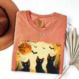 Black Cat Watercolor Halloween Shirt yam comfort colors shirt