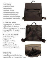 Minimal Brown Women's Backpack, Weekend Work Crossbody Bag
