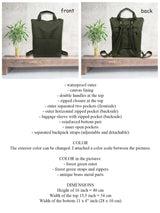 Forest Green Messenger Tote Backpack with Luggage Sleeve