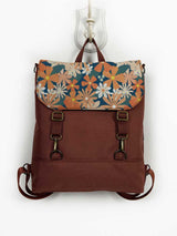 Unique flower pattern backpack, multifunctional top handle travel school bag