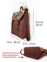 Unique flower pattern backpack, multifunctional top handle travel school bag