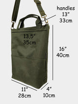 Forest Green Messenger Tote Backpack with Luggage Sleeve