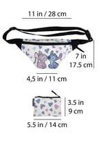 Cute Stitch & Angel Fanny Pack with Hearts – Adjustable Strap & Mini Wallet