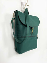 Teal Convertible Backpack, Vegan Laptop Crossbody Bag - 3