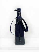 Customizable Navy and Gray Messenger Foldover Backpack