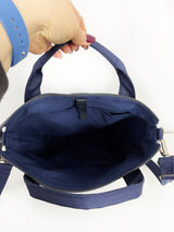 Customizable Navy and Gray Messenger Foldover Backpack