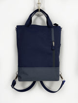 Customizable Navy and Gray Messenger Foldover Backpack