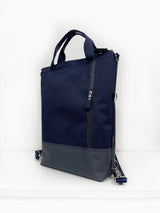 Customizable Navy and Gray Messenger Foldover Backpack