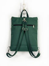 Teal Green Convertible Backpack and Sustainable Crossbody Bag