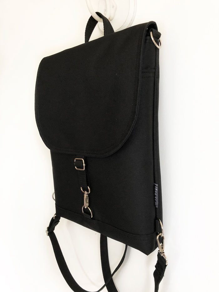 black minimalist backpack laptop Black Designer Laptop Backpack, Minimalist Waterproof Slim Bag