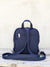 paisley design navy blue vegan backpack, convertible shoulder bag with zipper pockets, navy paisley crossbody bag rucksack, bohemian vegan festival mini backpack