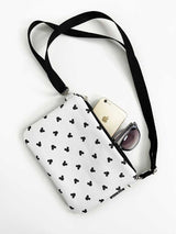 Vegan White Mickey Mouse Crossbody Bag, Slim Vegan Designer Disney Cross Body Bag Shoulder Bag