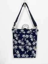 Navy Blue PalmTree Backpack, Womens Slim rucksack, designer summer bag, Beach Backpack, printed design
