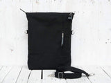 Black Multifunctional Messenger Tote Backpack